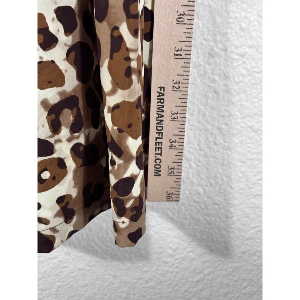 Calvin Klein Sheath Dress Womens‎ M Brown Leopard Print Flutter Sleeve